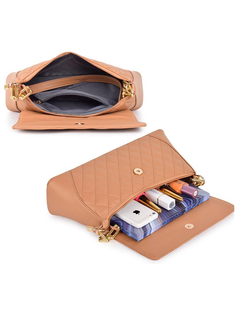 tan leatherette (pu) handbag - 19695871 - Standard Image - 2