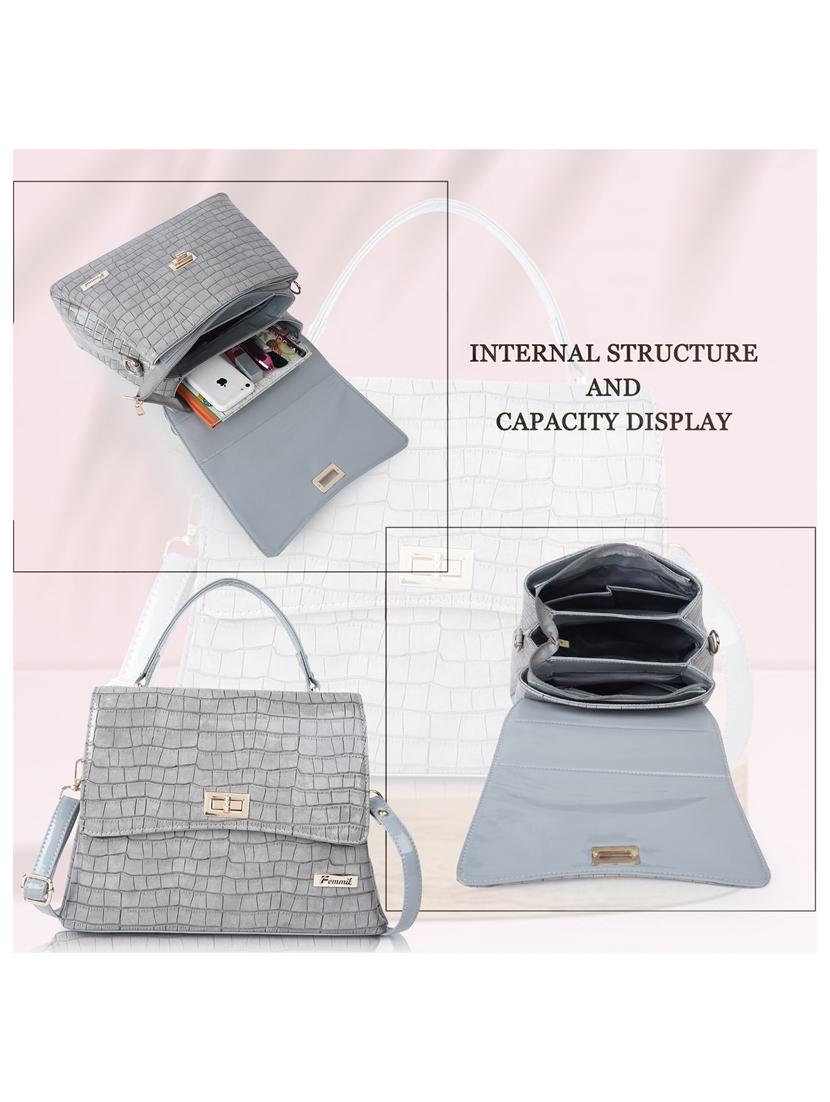 grey leatherette (pu) handbag - 19695886 - Standard Image - 2