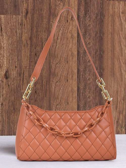 tan leatherette (pu) handbag - 19695890 -  Standard Image - 0