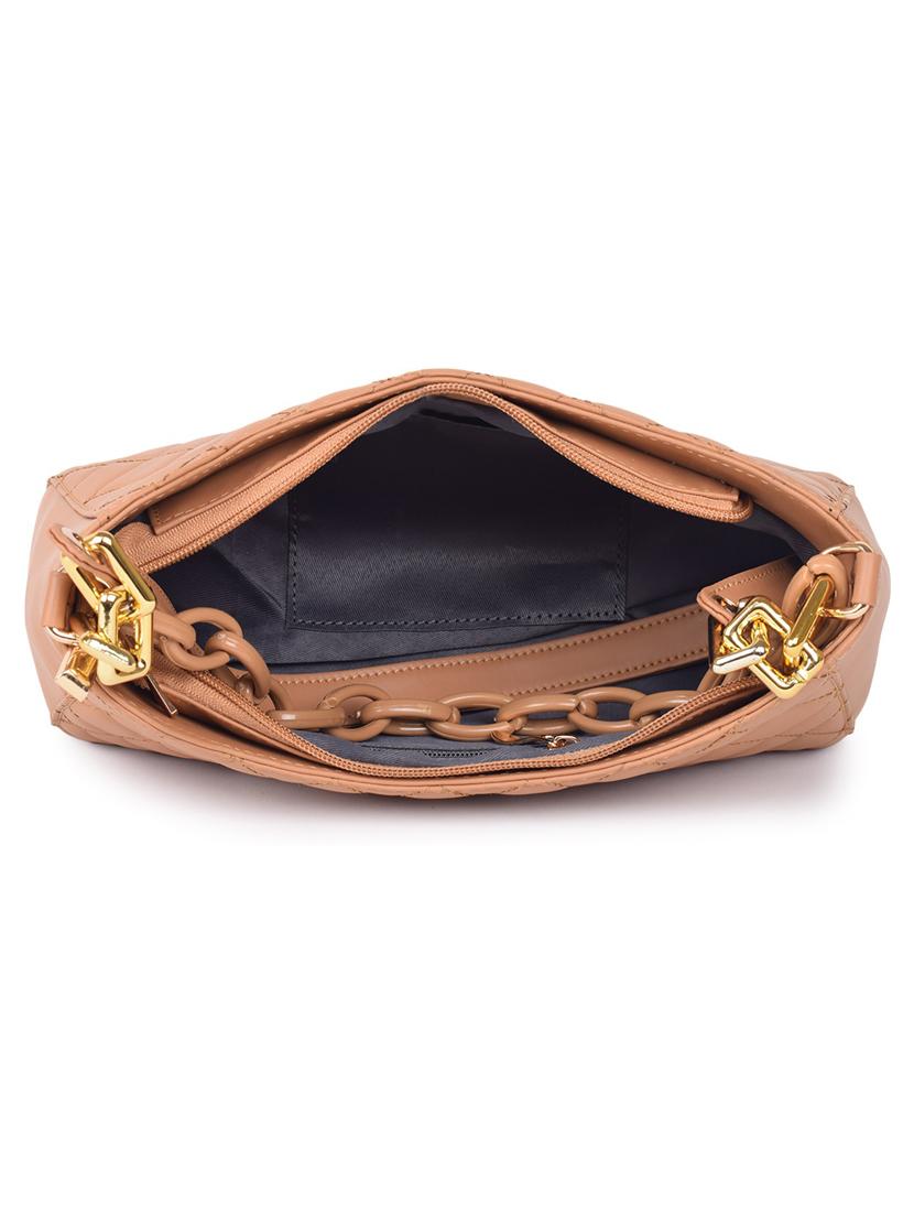 beige leatherette (pu) handbag - 19695892 - Standard Image - 2