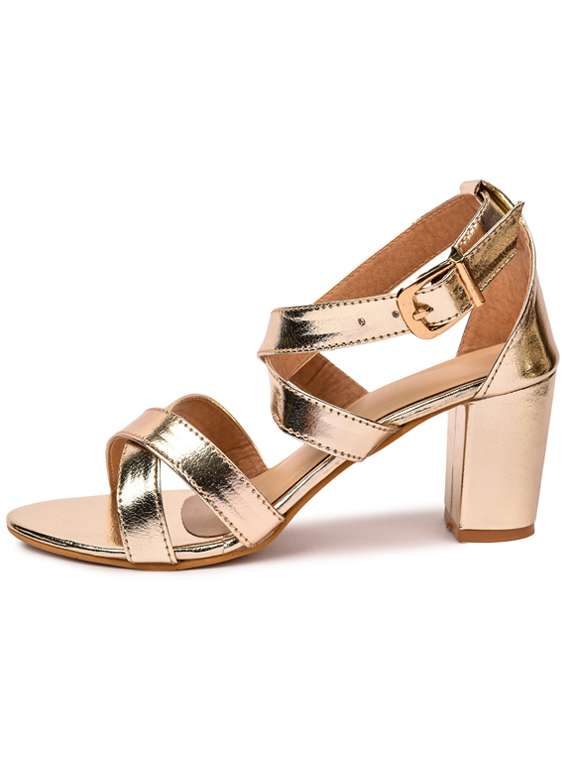 gold ankle strap block heel - 19695983 -  Standard Image - 2