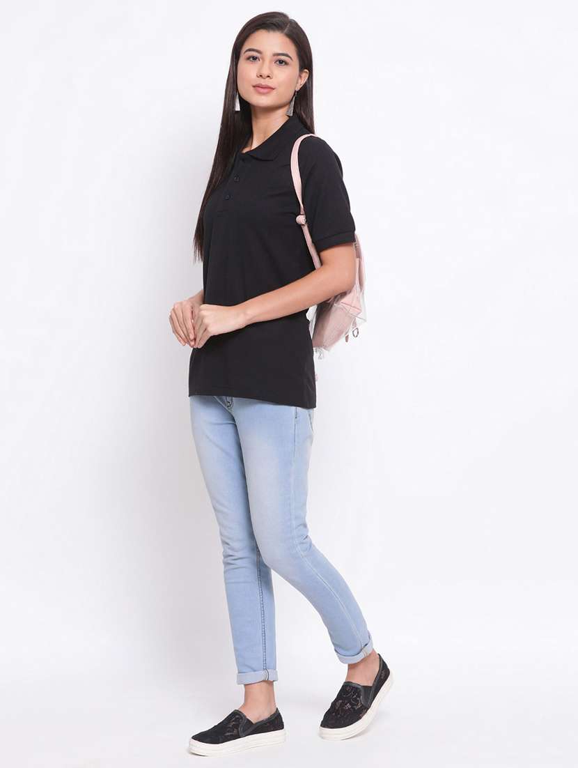 women's plain polo neck t-shirt - 19696766 -  Standard Image - 2