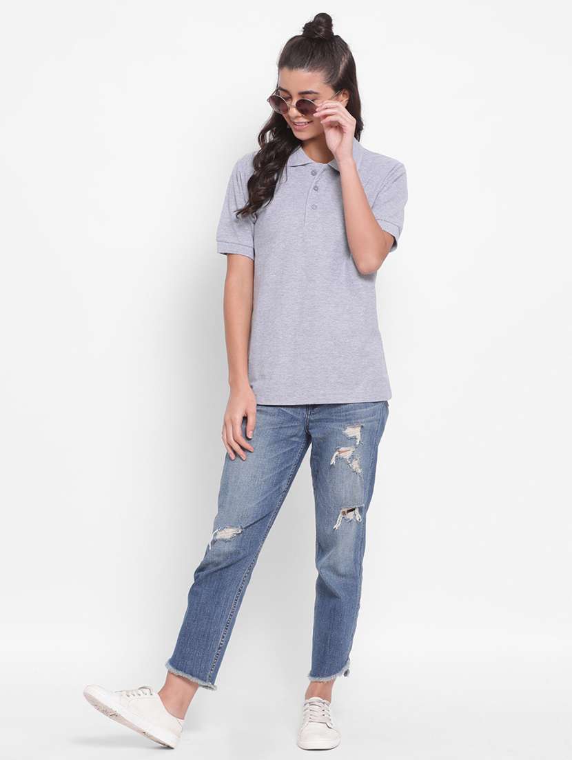 women's plain polo neck t-shirt - 19696767 -  Standard Image - 2