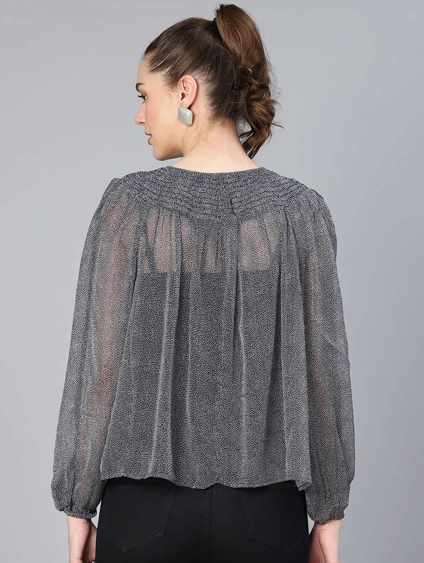 women's blouson key hole neck top - 19696806 - Standard Image - 2