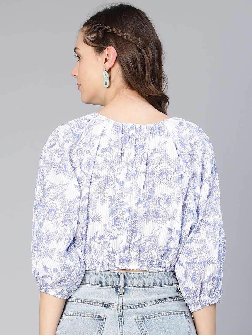 women's blouson round neck top - 19696824 -  Standard Image - 2