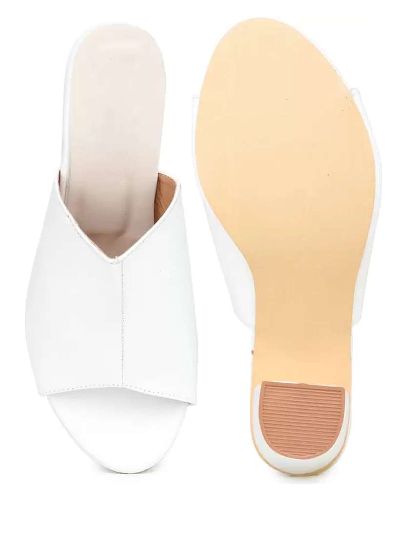 white synthetic slip on sandals - 19696848 -  Standard Image - 2