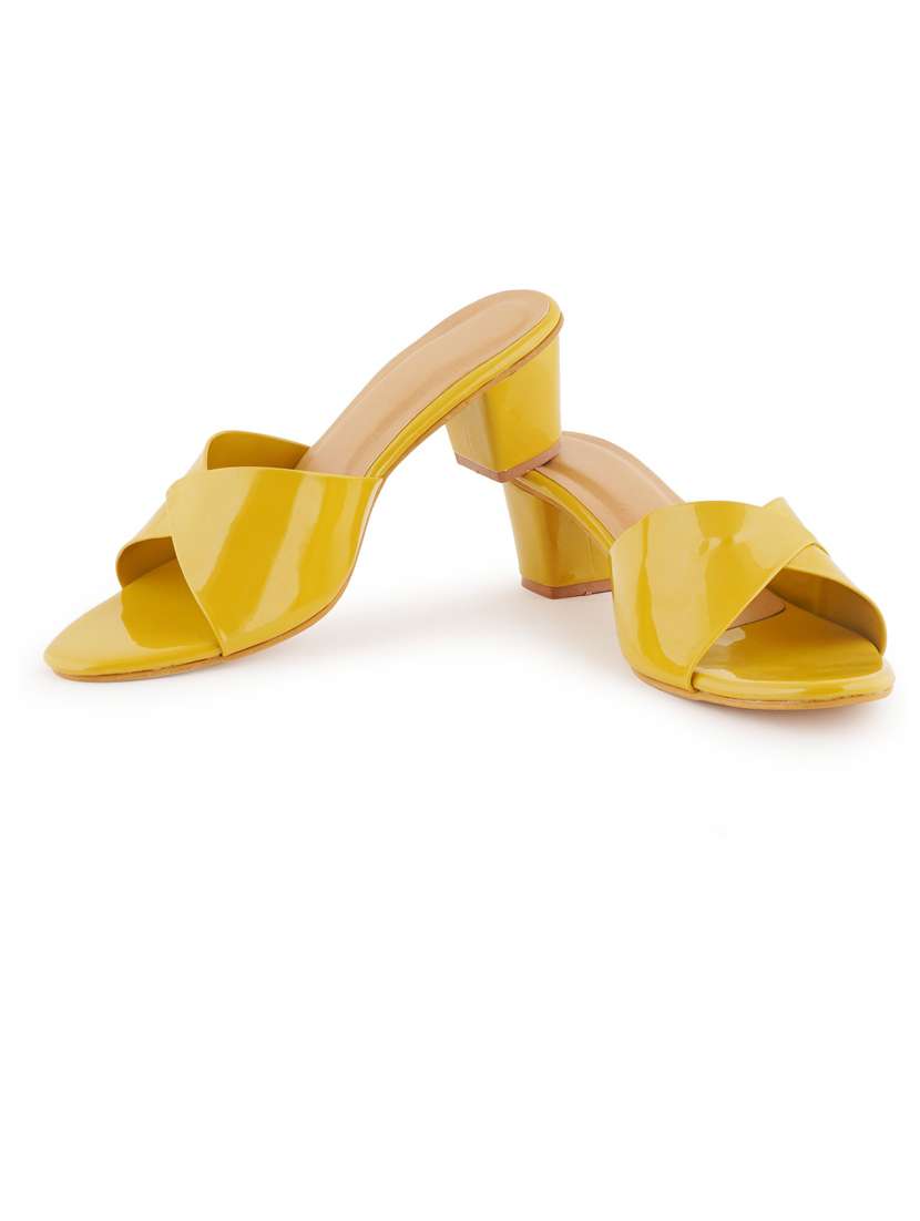 yellow slip on block heel - 19696851 - Standard Image - 2