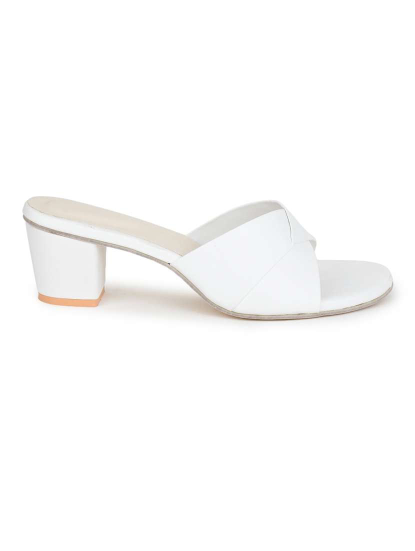 white slip on block heel - 19696853 -  Standard Image - 2