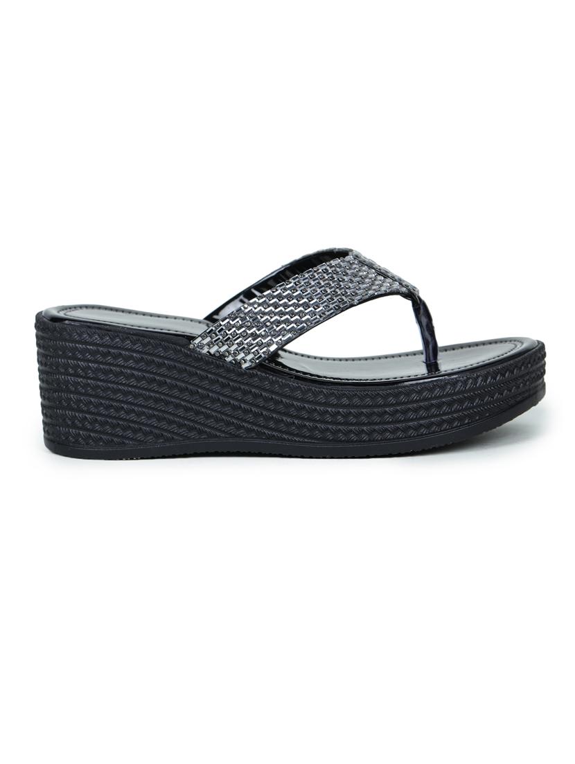 black embellished slip on wedge - 19696859 - Standard Image - 2
