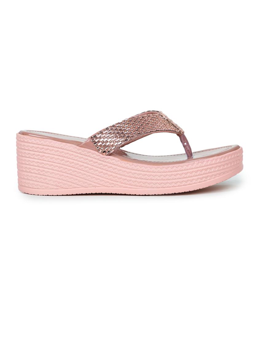 pink embellished slip on wedge - 19696862 - Standard Image - 2
