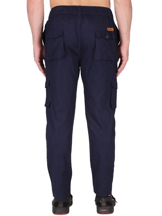 dark blue cotton blend cargos casual trousers - 19697036 - Standard Image - 2
