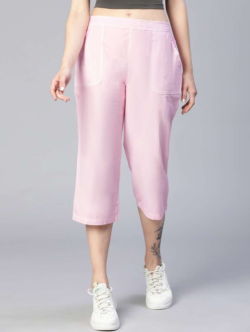 Solid Rosewater Pink Flat Front Trouser