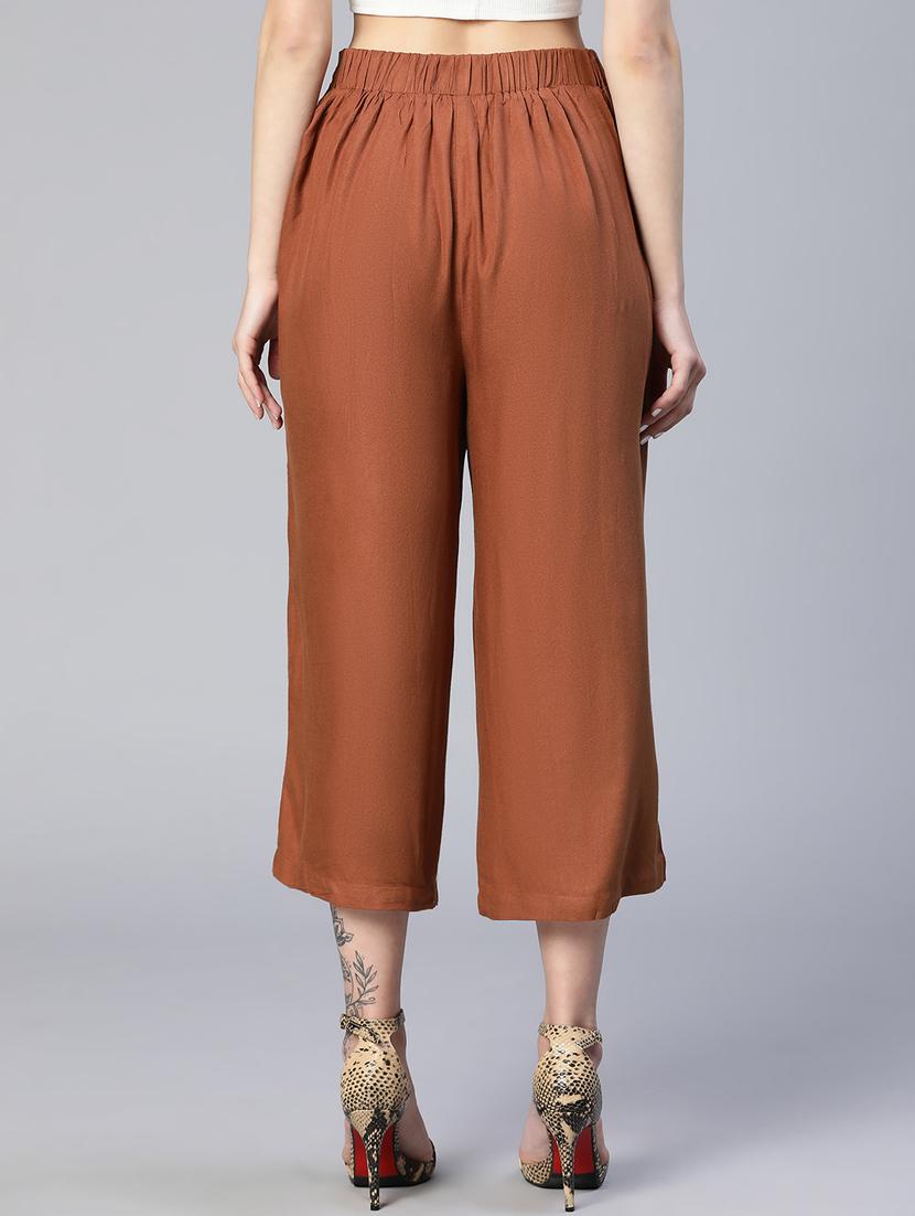 solid brown detailed pleated trouser - 19697146 - Standard Image - 2