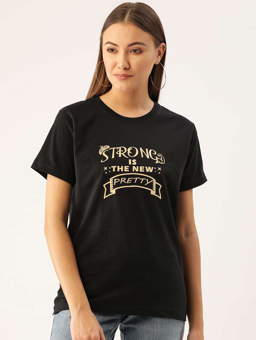 women's chest print round neck t-shirt