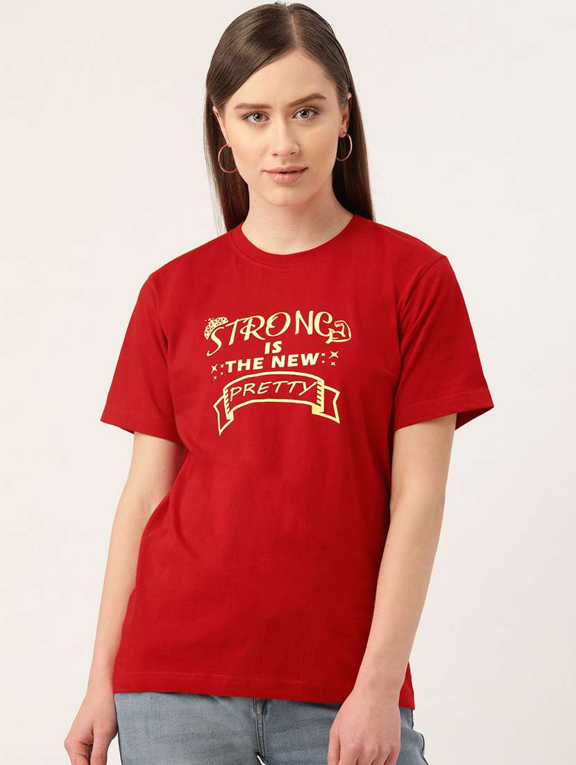 women's chest print round neck t-shirt