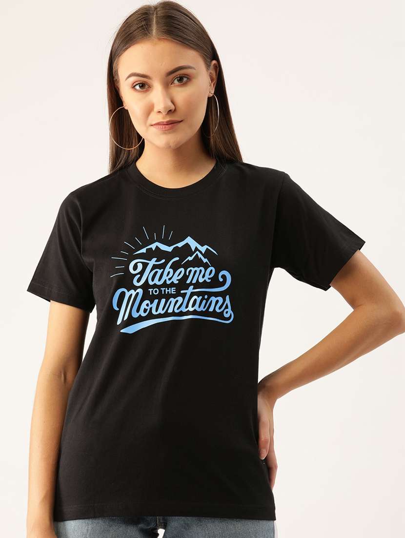 women's chest print round neck t-shirt