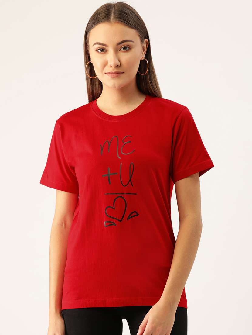 women's front print round neck t-shirt