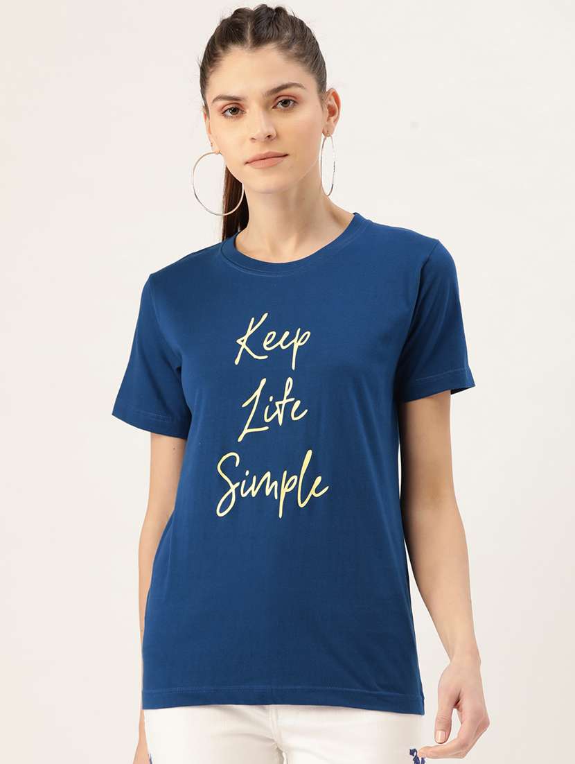 women's front print round neck t-shirt