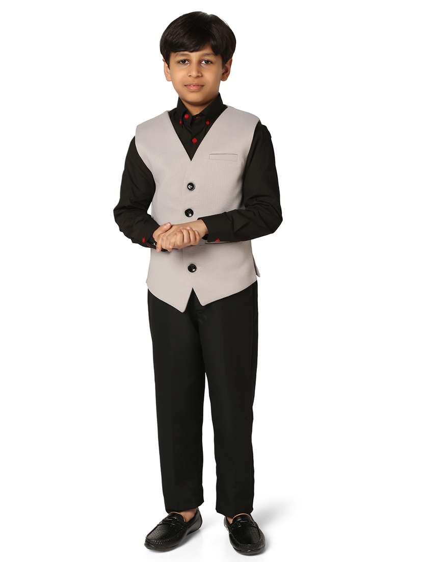 boys solid suit set