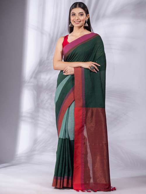 women's self design green colored saree with blouse - 19697529 - Standard Image - 0