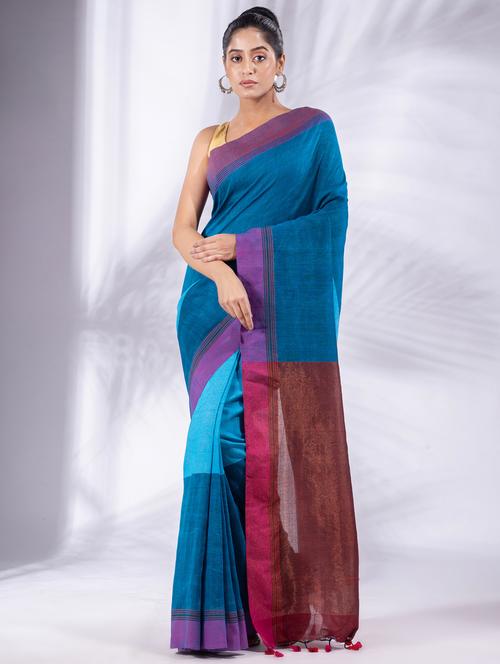 women's self design blue colored saree with blouse - 19697532 - Standard Image - 0