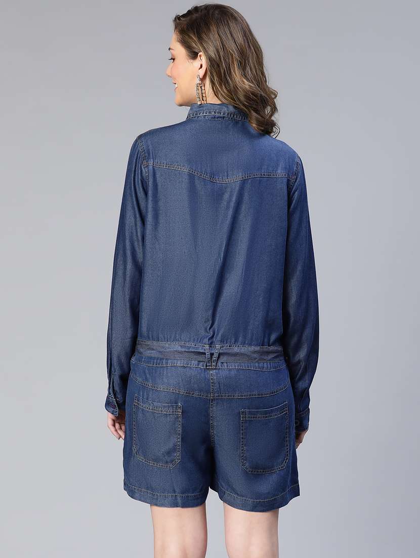 blue solid romper jumpsuit - 19697788 -  Standard Image - 2