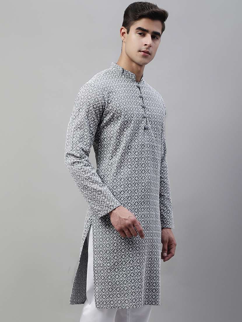 men mandarin collar embroidered kurta  - 19697811 -  Standard Image - 2