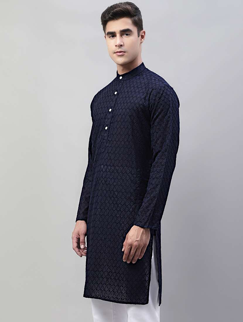 men mandarin collar embroidered kurta  - 19697821 -  Standard Image - 2