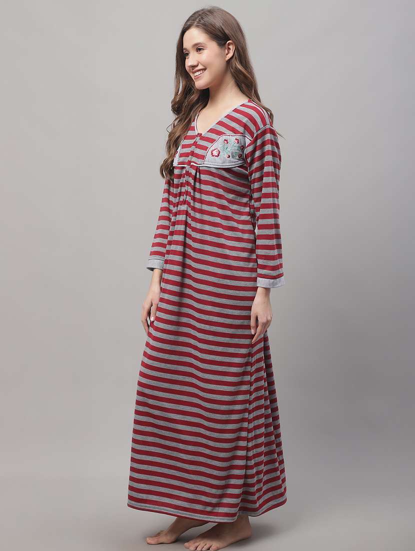 long sleeves striped nighty - 19698477 - Standard Image - 2
