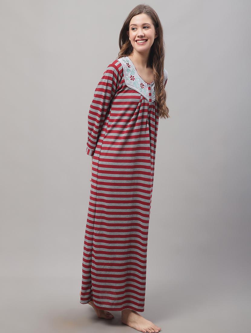 long sleeves striped nighty - 19698478 - Standard Image - 2