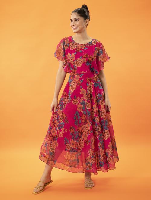 women's fit & flare floral dress - 19698550 - Standard Image - 0