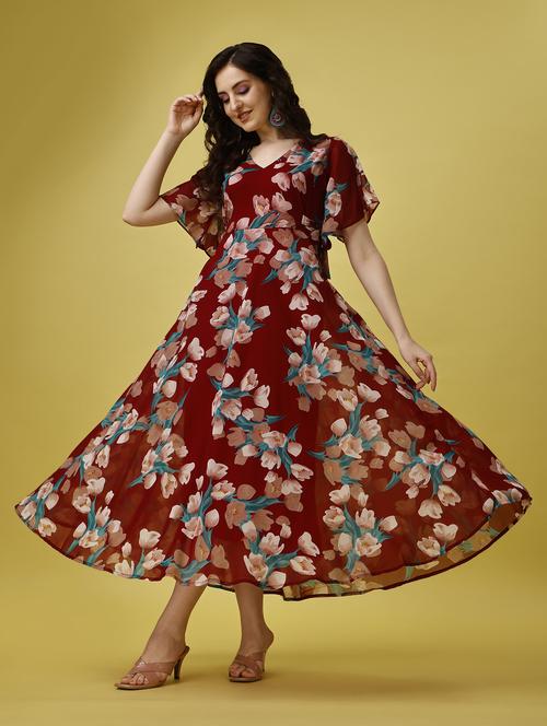 women's fit & flare floral dress - 19698558 -  Standard Image - 0