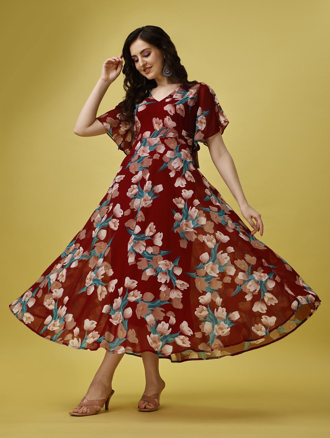 women's fit & flare floral dress - 19698558 -  Zoom Image - 0