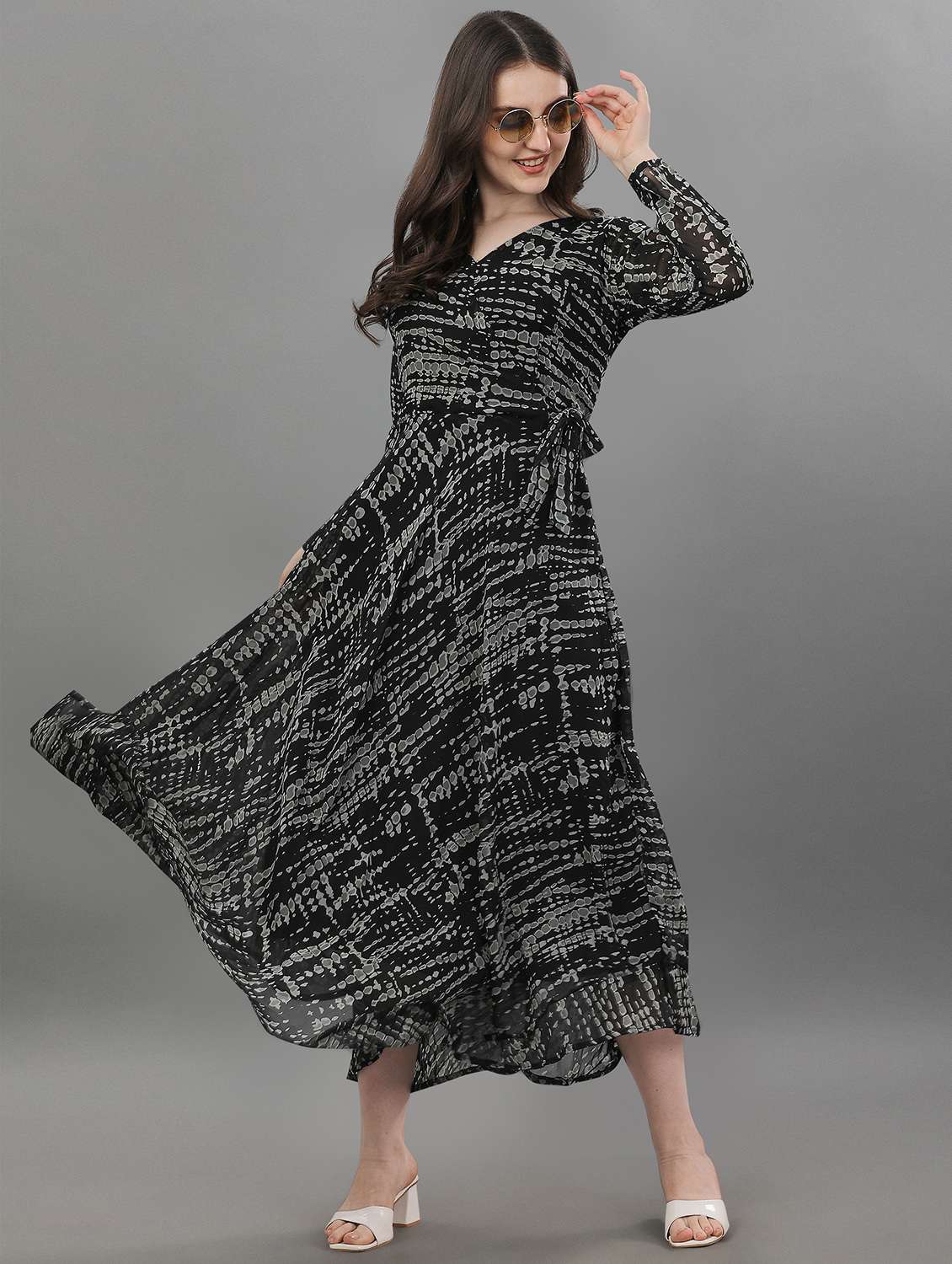 women's fit & flare abstract dress - 19698587 -  Zoom Image - 0