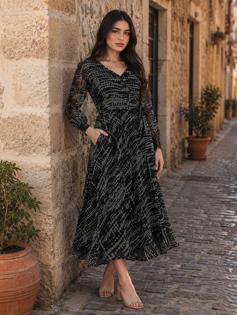 women's fit & flare abstract dress - 19698587 -  Standard Image - 2