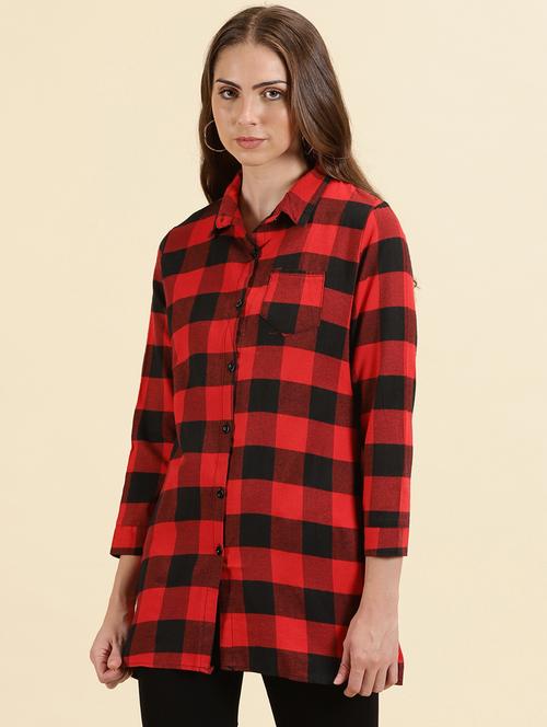 women shirt collar checkered shirt - 19698878 -  Standard Image - 0
