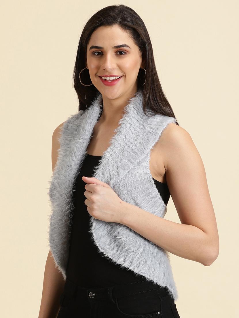 women grey asymmetric shrug - 19698891 - Standard Image - 2