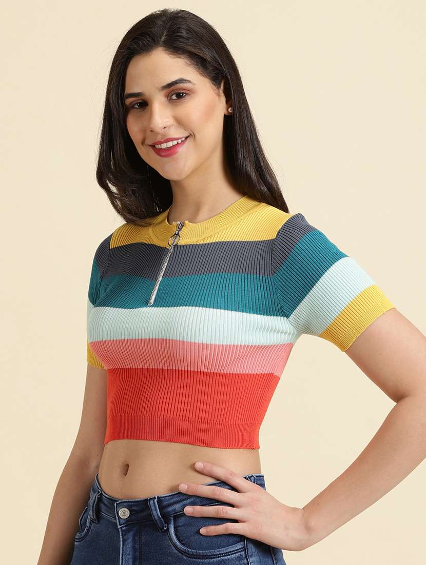 women's crop round neck top - 19698935 -  Standard Image - 2