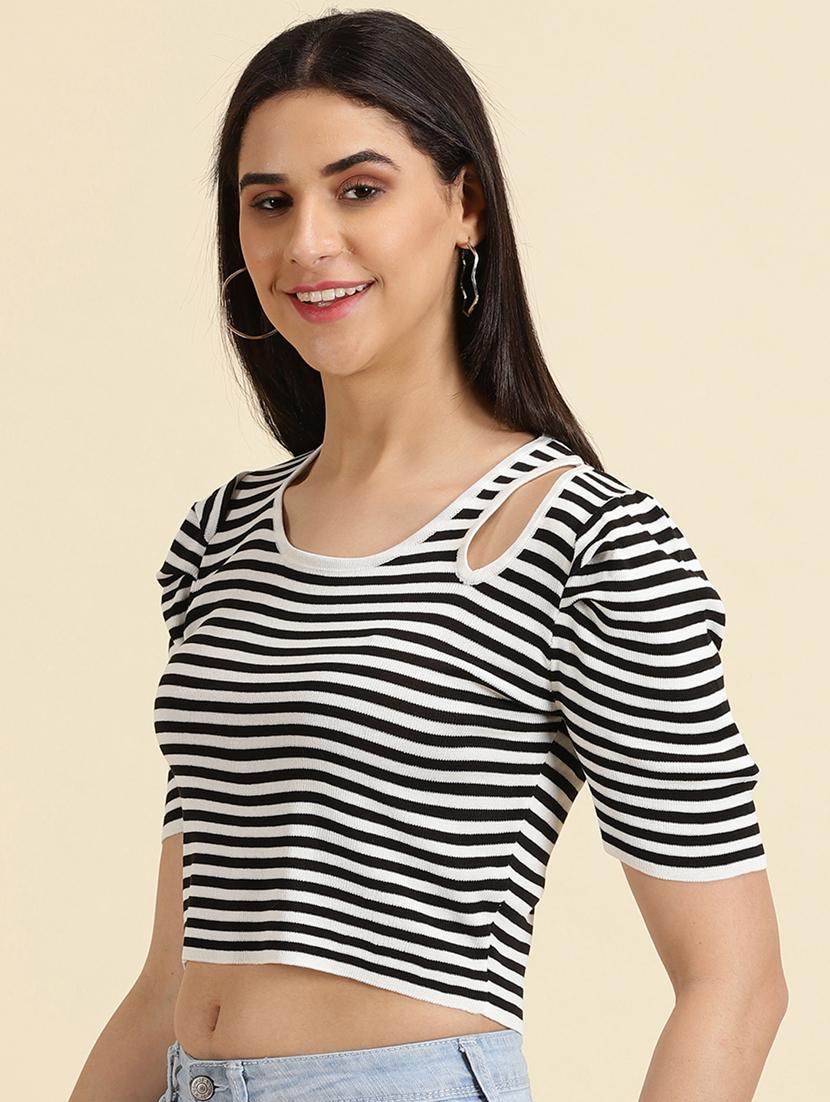 women's crop round neck top - 19698979 - Standard Image - 2