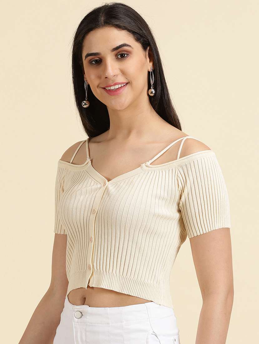 women's crop shoulder strap top - 19698985 -  Standard Image - 2