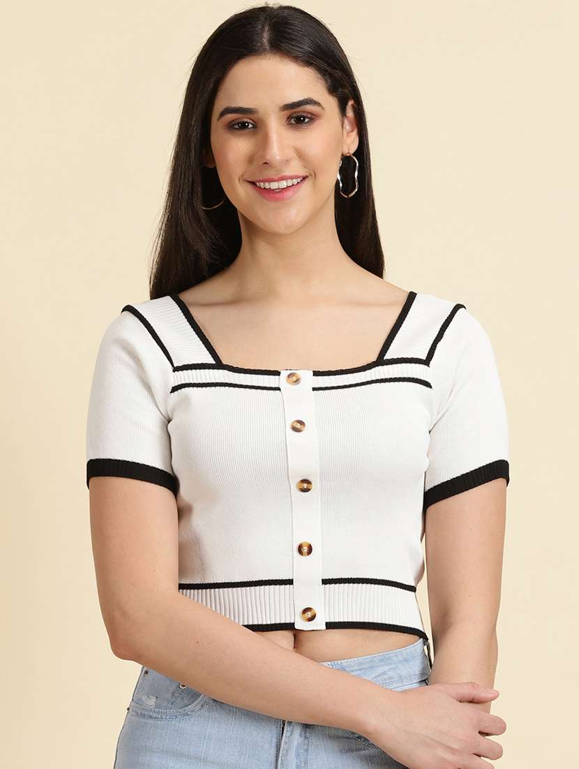 women's crop boat neck top