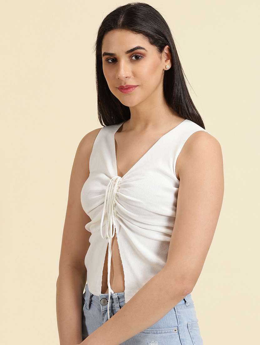 women's crop v neck top - 19699004 -  Standard Image - 2