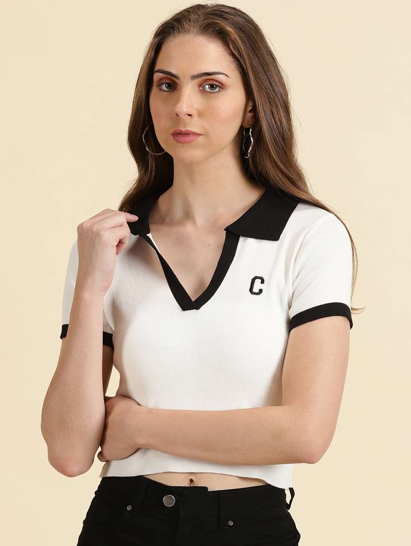 women's straight collared top