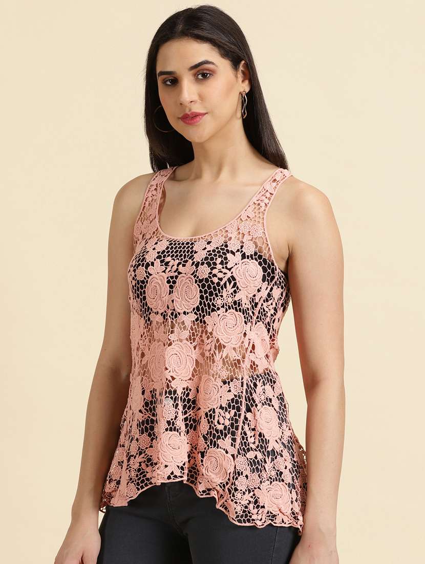 round neck crochet tank top - 19699081 -  Standard Image - 2