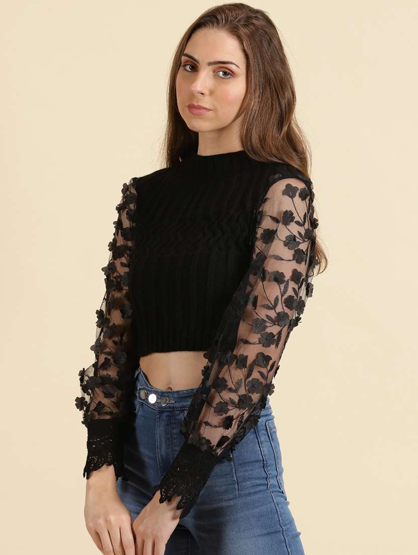 women's crop mock neck top - 19699090 -  Standard Image - 2