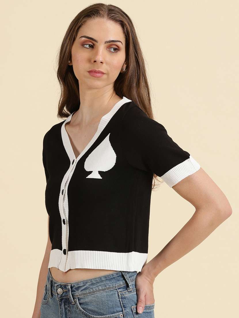 women's crop v neck top - 19699104 -  Standard Image - 2
