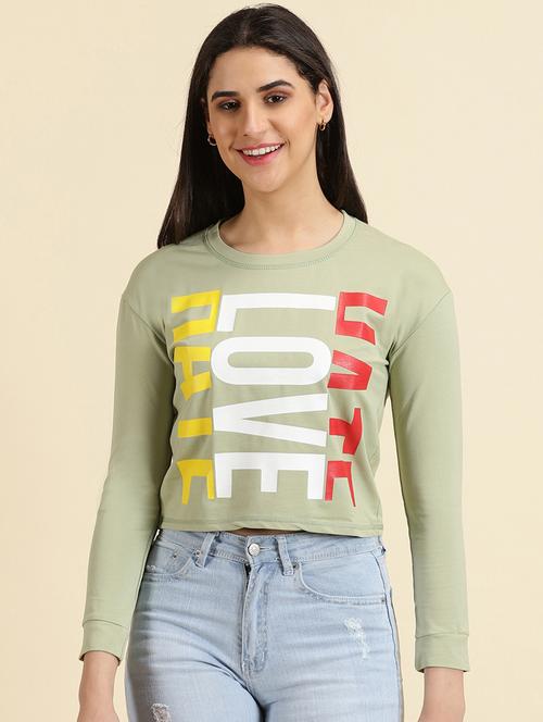 women's crop round neck top - 19699111 - Standard Image - 0