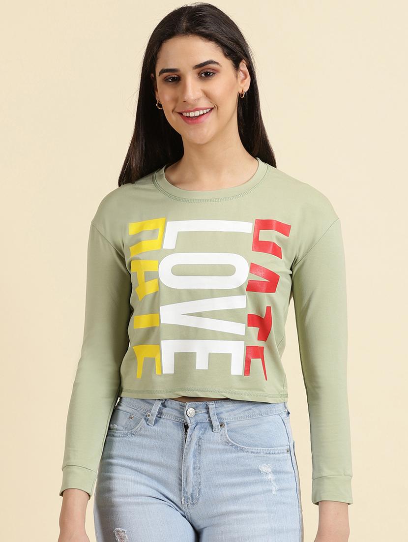 women's crop round neck top - 19699111 - Zoom Image - 0