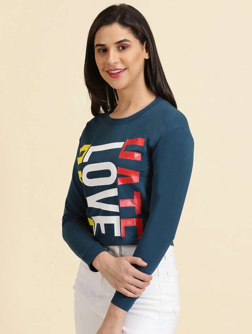 women's straight round neck top - 19699112 - Standard Image - 2