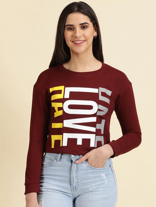 women's crop round neck top - 19699114 - Standard Image - 0